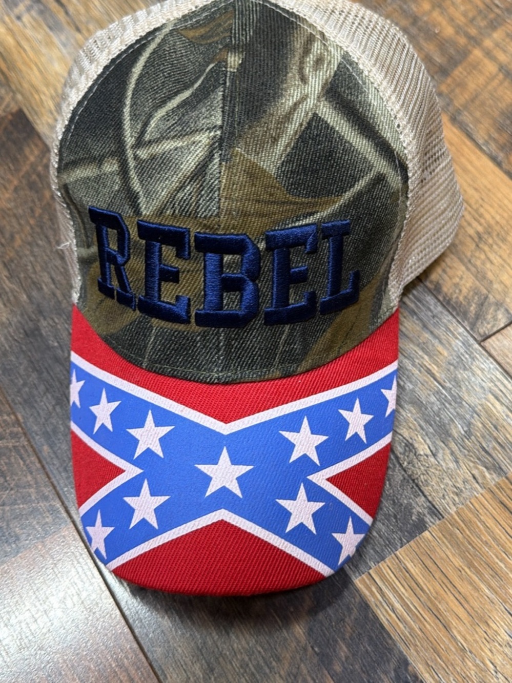 Rebel Trucker Hat - Camouflage and Red